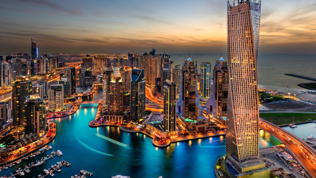 A beautiful evening view of Dubai Marina UAE