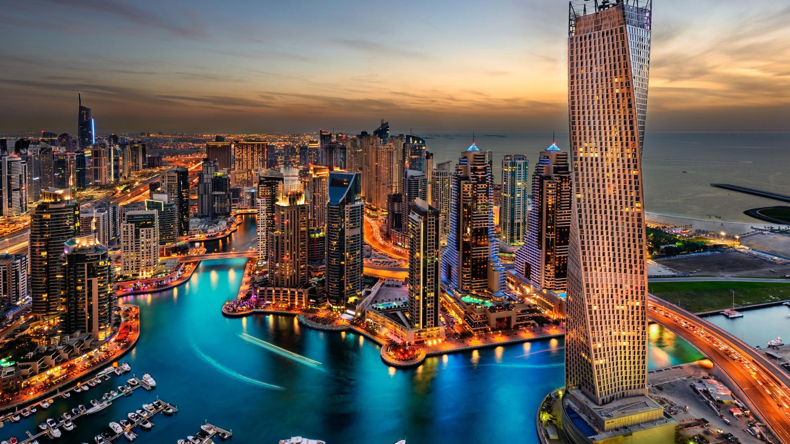 A beautiful evening view of Dubai Marina UAE